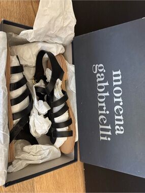 Black Leather Multi-Strap Sandals